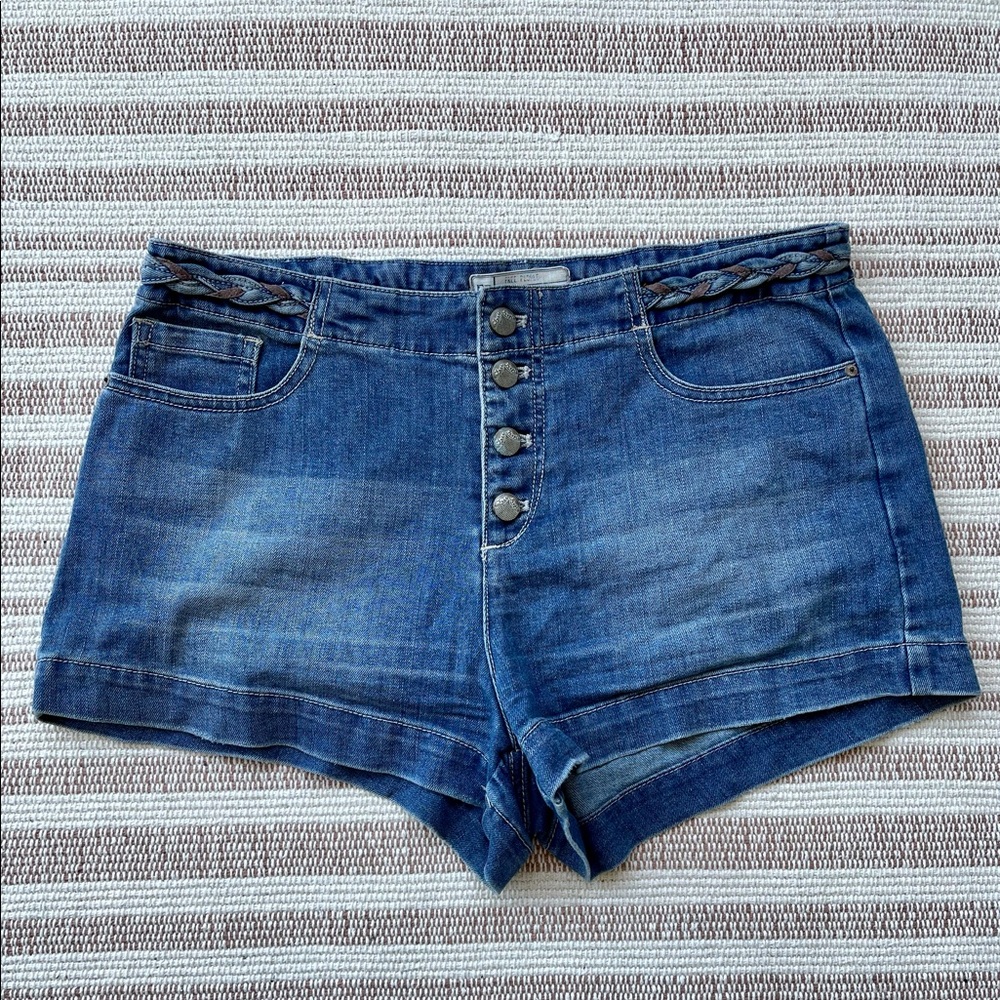 Free People high waisted button-up denim shorts